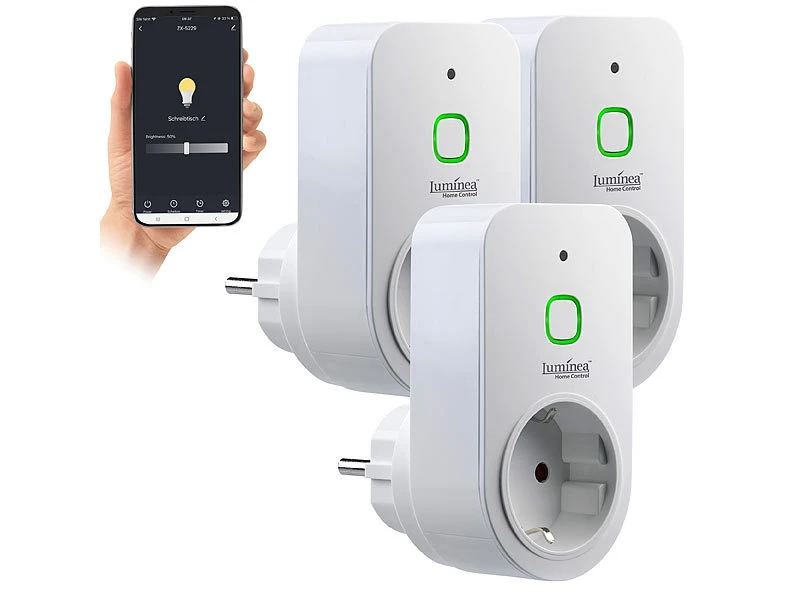 Luminea Home Control Dimmersteckdosen:3er Smarte WLAN-Dimmer-Steckdose Mit Phasenabschnittsdimmer Bis 200 W 5 Luminea Home Control Dimmersteckdosen:3er Smarte WLAN-Dimmer-Steckdose Mit Phasenabschnittsdimmer Bis 200 W – Bild 3