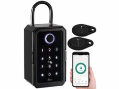 Xcase Schlüsseltresor:Smarter Schlüssel-Safe, Touch-PIN, Fingerprint, Transponder, Bluetooth -Pearl Shop zx5336 16 1