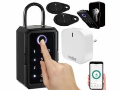 Xcase Tresor:Smarter Schlüssel-Safe & WLAN-Gateway, PIN Per Touch-Keys, Fingerprint -Pearl Shop zx5343 0