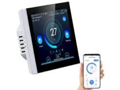 Revolt Funkthermostat:WLAN-Fußbodenheizung-Thermostat Mit Touchdisplay, Feinstaub-Anzeige -Pearl Shop zx7209 9
