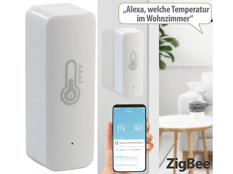 Luminea Home Control Temperatur Datenlogger:4er-Set ZigBee-Temperatur- & Luftfeuchtigkeits-Sensoren Mit App 12 Luminea Home Control Temperatur Datenlogger:4er-Set ZigBee-Temperatur- & Luftfeuchtigkeits-Sensoren Mit App – Bild 10