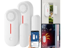 VisorTech Alarmanlage Türkontakt:2er-Set WLAN-Tür- & Fensteralarme Mit Sirene, App Und Sprachsteuerung -Pearl Shop zx7230 6