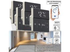 Revolt Heizung Thermostat WLAN:4er-Set WLAN-Fußbodenheizung-Thermostate Mit App, Schwarz