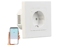 Luminea Home Control Amazon Alexa Steckdose:5er-Set WLAN-Unterputz-Steckdosen Mit Verbrauch-Messung, App, 3.680 W -Pearl Shop zx7315 13 2