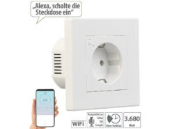Luminea Home Control Smart-Steckdose Alexa:3er-Set WLAN-Unterputz-Steckdosen Mit Verbrauch-Messung, App, 3.680 W -Pearl Shop zx7315 14