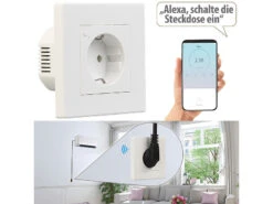 Luminea Home Control Smart-Steckdose Alexa:3er-Set WLAN-Unterputz-Steckdosen Mit Verbrauch-Messung, App, 3.680 W -Pearl Shop zx7315 15
