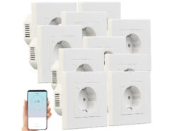 Luminea Home Control Alexa Smart Steckdose:10er-Set WLAN-Unterputz-Steckdosen Mit Verbrauch-Messung, App, 3.680 W -Pearl Shop zx7318 1