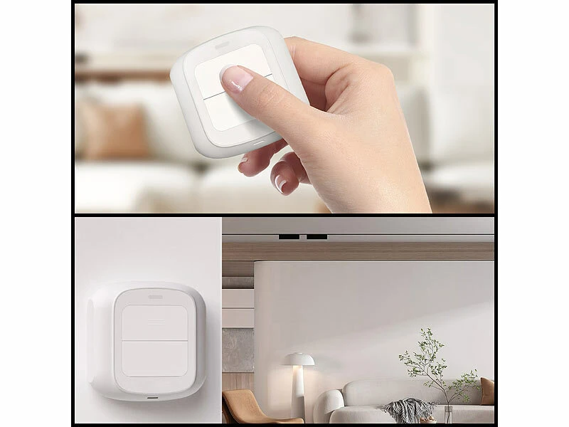 Luminea Home Control Smarthome Taster:4er-Set Smarte WLAN-Fernbedienung Mit 2 Tasten, Licht & Szenen Steuern 5 Luminea Home Control Smarthome Taster:4er-Set Smarte WLAN-Fernbedienung Mit 2 Tasten, Licht & Szenen Steuern – Bild 3
