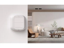 Luminea Home Control Funk Lichtschalter:2er-Set Smarte WLAN-Fernbedienung Mit 2 Tasten, Licht & Szenen Steuern -Pearl Shop zx8350 2