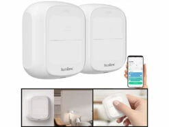 Luminea Home Control Funk Lichtschalter:2er-Set Smarte WLAN-Fernbedienung Mit 2 Tasten, Licht & Szenen Steuern -Pearl Shop zx8352 0