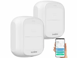 Luminea Home Control Funk Lichtschalter:2er-Set Smarte WLAN-Fernbedienung Mit 2 Tasten, Licht & Szenen Steuern -Pearl Shop zx8352 1