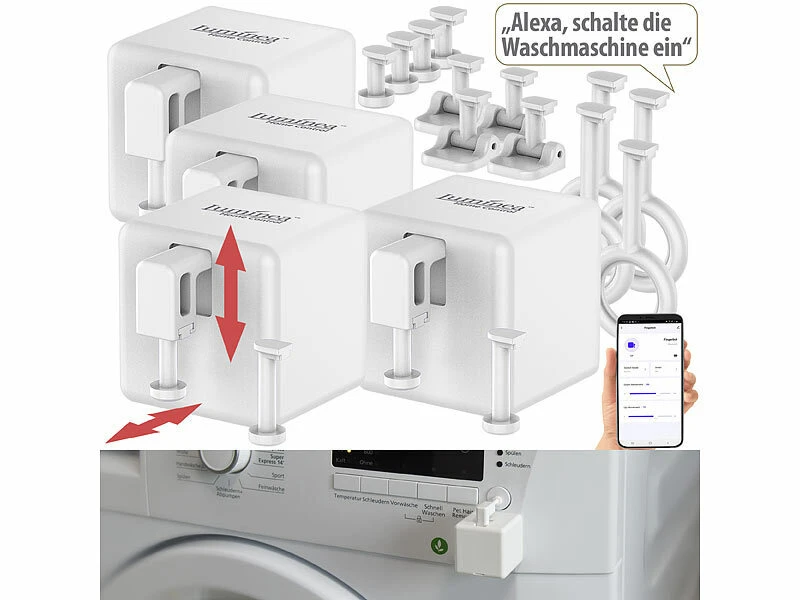 Luminea Home Control Bluetooth Schalter:4er-Set Smarte Schalter-Aufsätze Für Kippschalter & Taster, Mit App 4 Luminea Home Control Bluetooth Schalter:4er-Set Smarte Schalter-Aufsätze Für Kippschalter & Taster, Mit App – Bild 2